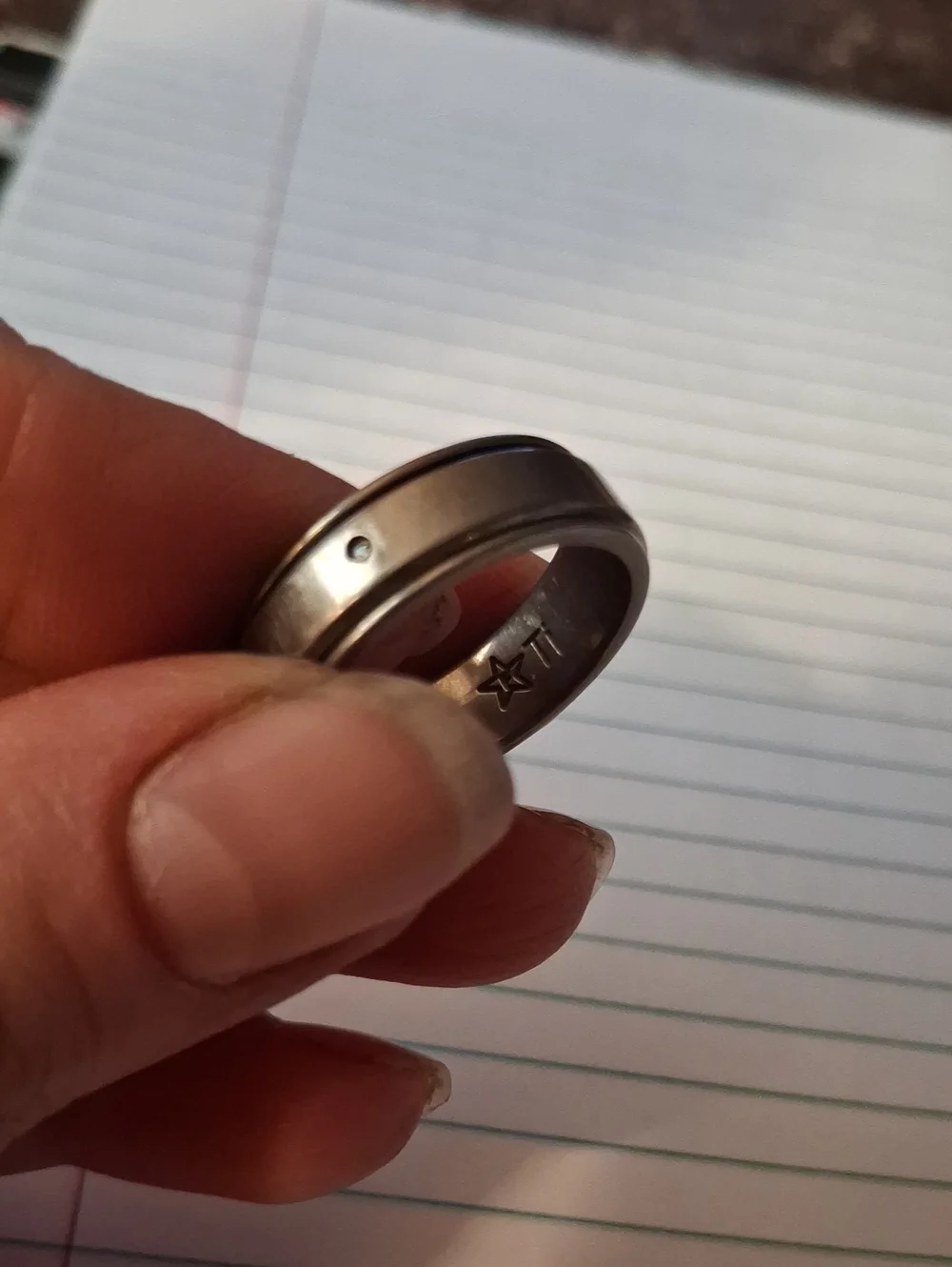 Mens Titanium Spinner Wedding Ring With Stone